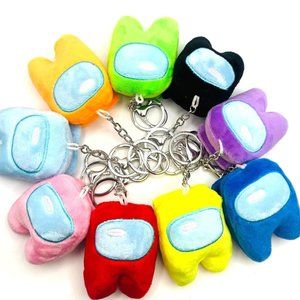 2 CUTE COLORFUL PLUSH KEYCHAINS